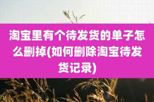 淘宝里有个待发货的单子怎么删掉(如何删除淘宝待发货记录)
