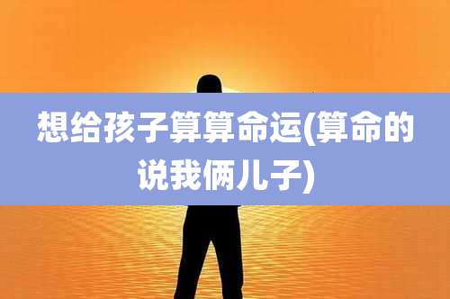 想给孩子算算命运(算命的说我俩儿子)