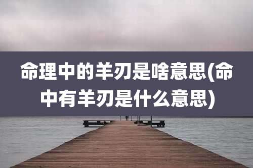 命理中的羊刃是啥意思(命中有羊刃是什么意思)