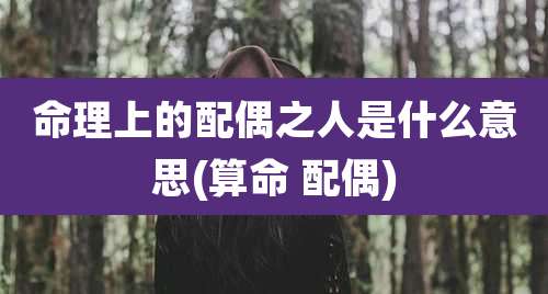 命理上的配偶之人是什么意思(算命 配偶)