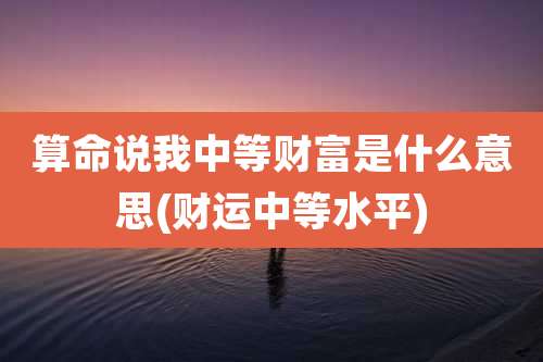 算命说我中等财富是什么意思(财运中等水平)