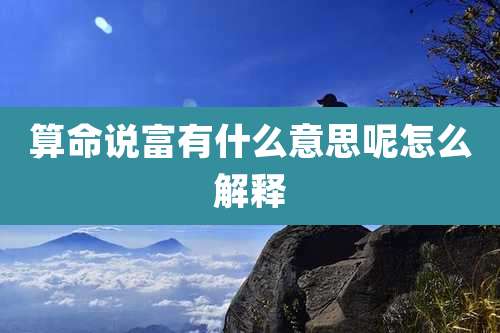 算命说富有什么意思呢怎么解释