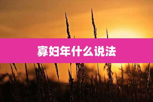 寡妇年什么说法