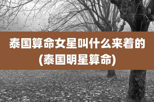 泰国算命女星叫什么来着的(泰国明星算命)