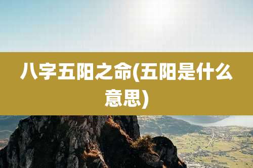 八字五阳之命(五阳是什么意思)