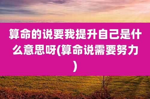 算命的说要我提升自己是什么意思呀(算命说需要努力)