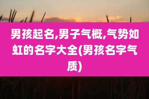 男孩起名,男子气概,气势如虹的名字大全(男孩名字气质)