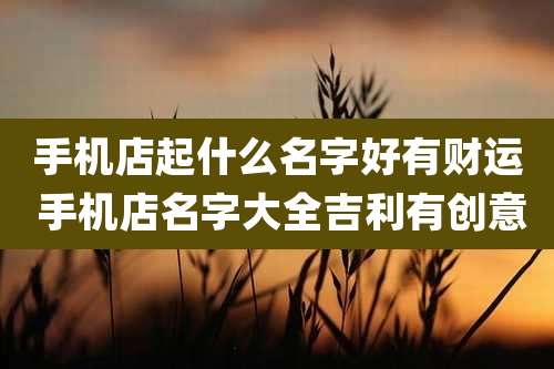 手机店起什么名字好有财运 手机店名字大全吉利有创意