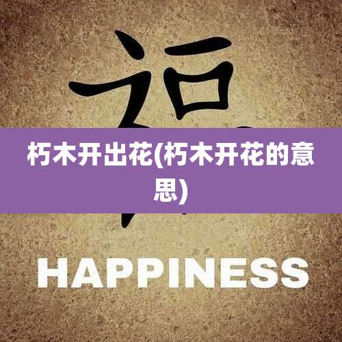 朽木开出花(朽木开花的意思)