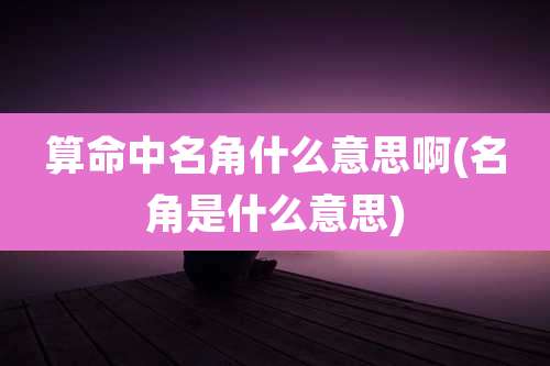 算命中名角什么意思啊(名角是什么意思)