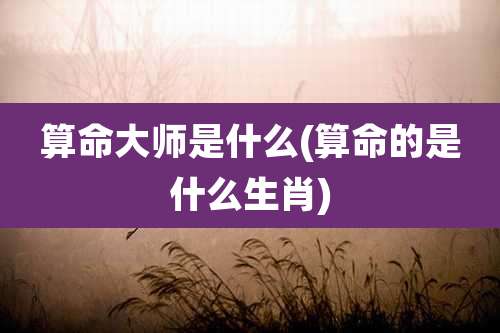 算命大师是什么(算命的是什么生肖)