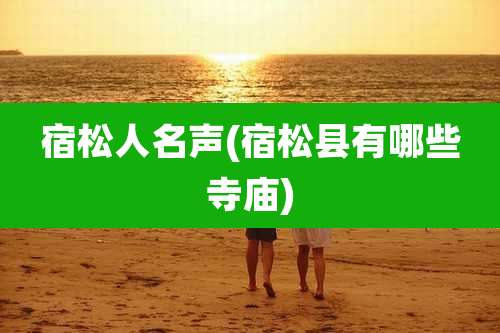 宿松人名声(宿松县有哪些寺庙)