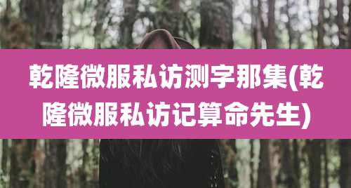 乾隆微服私访测字那集(乾隆微服私访记算命先生)