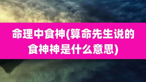 命理中食神(算命先生说的食神神是什么意思)