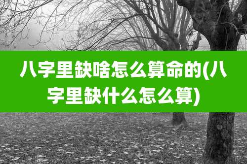 八字里缺啥怎么算命的(八字里缺什么怎么算)