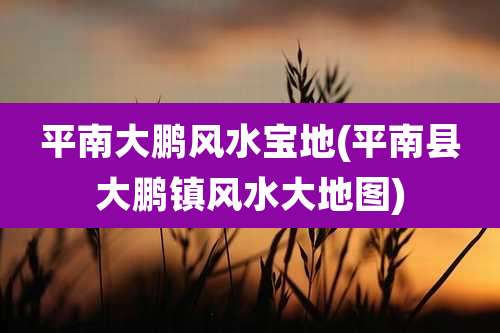 平南大鹏风水宝地(平南县大鹏镇风水大地图)