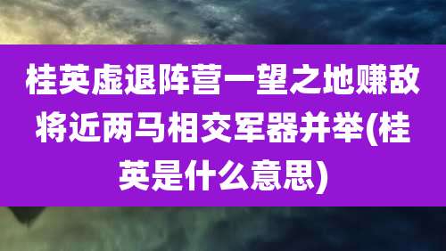 桂英虚退阵营一望之地赚敌将近两马相交军器并举(桂英是什么意思)