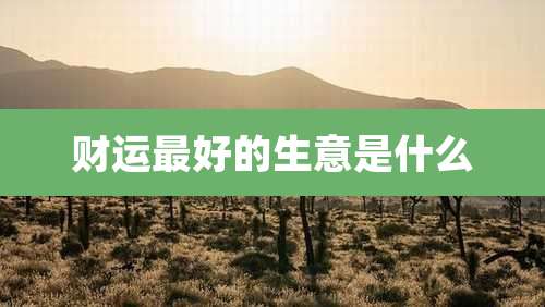财运最好的生意是什么
