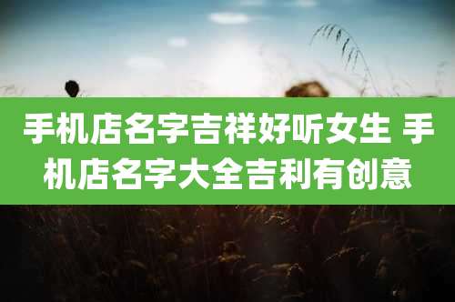 手机店名字吉祥好听女生 手机店名字大全吉利有创意