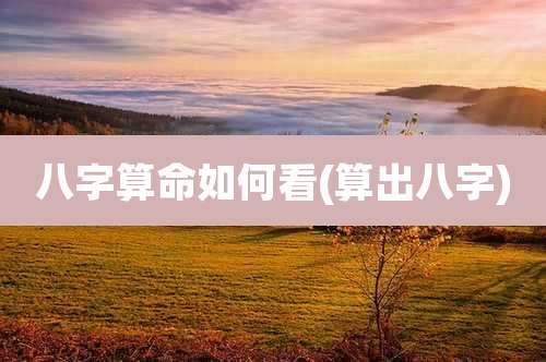 八字算命如何看(算出八字)