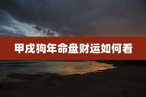 甲戌狗年命盘财运如何看