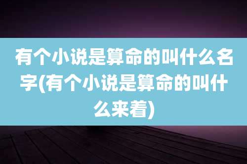 有个小说是算命的叫什么名字(有个小说是算命的叫什么来着)