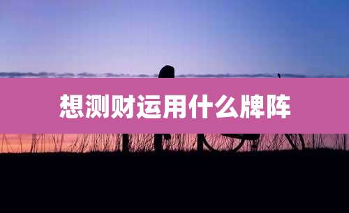 想测财运用什么牌阵