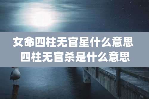 女命四柱无官星什么意思 四柱无官杀是什么意思
