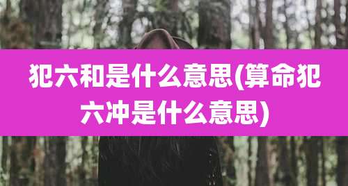 犯六和是什么意思(算命犯六冲是什么意思)