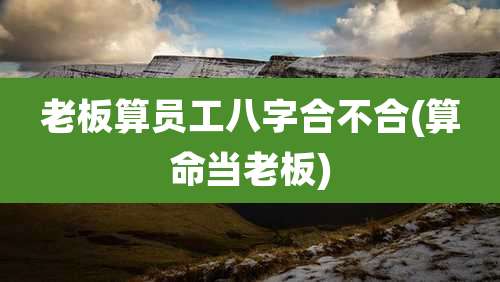 老板算员工八字合不合(算命当老板)