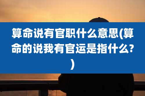 算命说有官职什么意思(算命的说我有官运是指什么?)