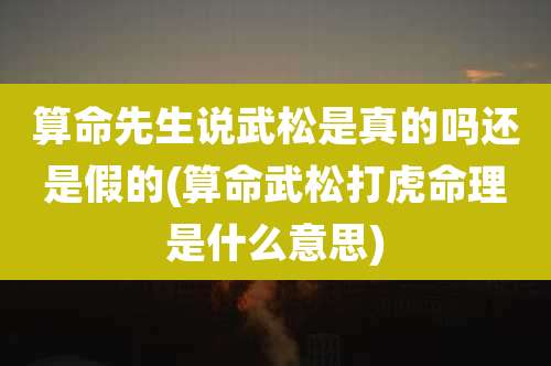 算命先生说武松是真的吗还是假的(算命武松打虎命理是什么意思)