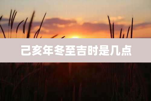 己亥年冬至吉时是几点