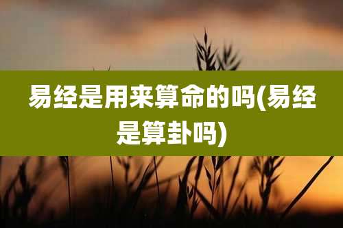 易经是用来算命的吗(易经是算卦吗)