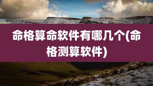 命格算命软件有哪几个(命格测算软件)