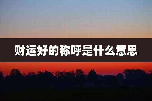 财运好的称呼是什么意思