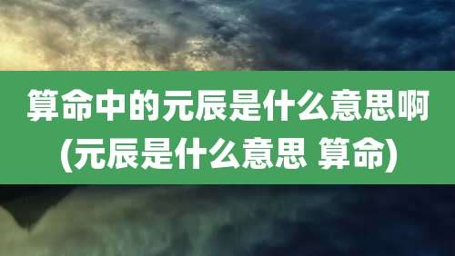 算命中的元辰是什么意思啊(元辰是什么意思 算命)