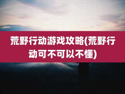 荒野行动游戏攻略(荒野行动可不可以不懂)