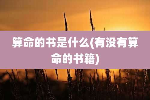 算命的书是什么(有没有算命的书籍)