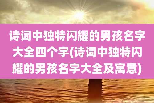 诗词中独特闪耀的男孩名字大全四个字(诗词中独特闪耀的男孩名字大全及寓意)