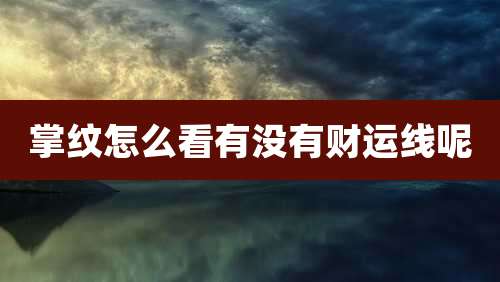 掌纹怎么看有没有财运线呢