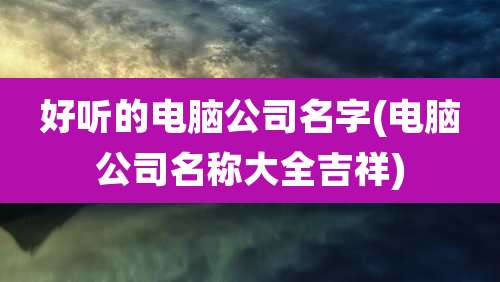 好听的电脑公司名字(电脑公司名称大全吉祥)