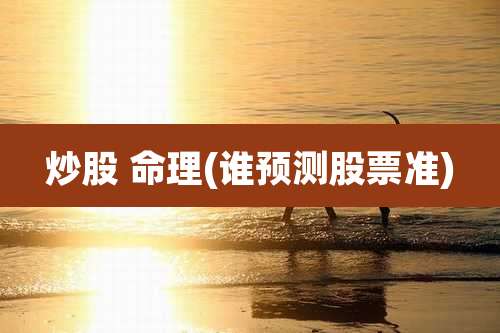 炒股 命理(谁预测股票准)