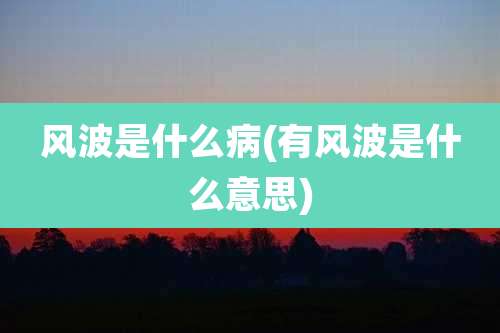 风波是什么病(有风波是什么意思)