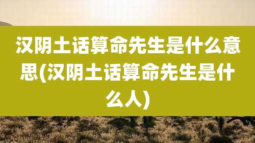 汉阴土话算命先生是什么意思(汉阴土话算命先生是什么人)