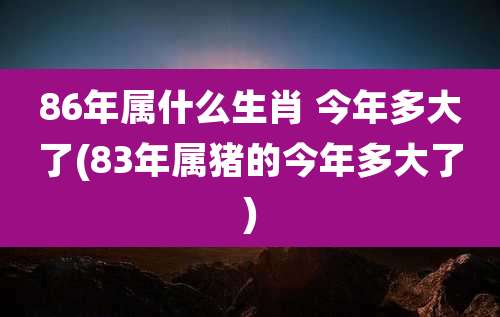 86年属什么生肖 今年多大了(83年属猪的今年多大了)