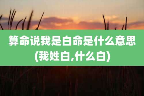 算命说我是白命是什么意思(我姓白,什么白)