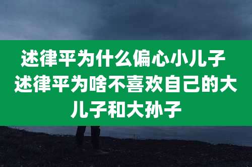 述律平为什么偏心小儿子 述律平为啥不喜欢自己的大儿子和大孙子