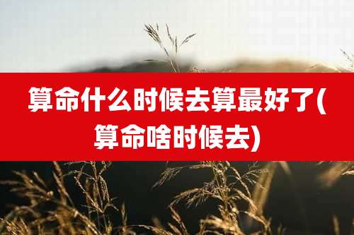 算命什么时候去算最好了(算命啥时候去)