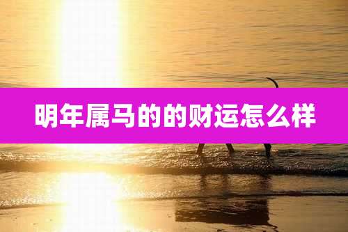 明年属马的的财运怎么样